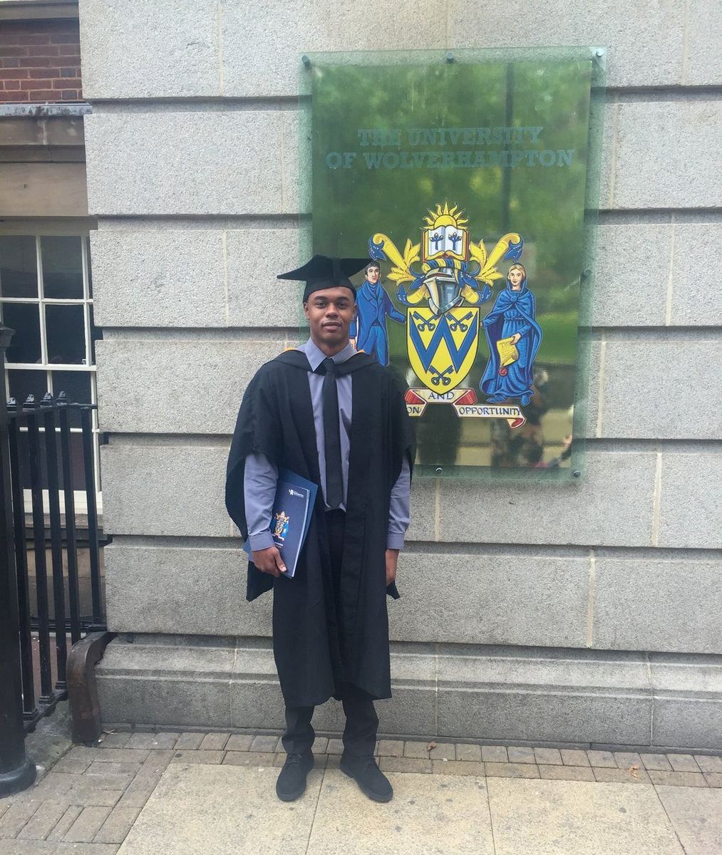 TJ Munthali at his University of Wolverhampton graduation