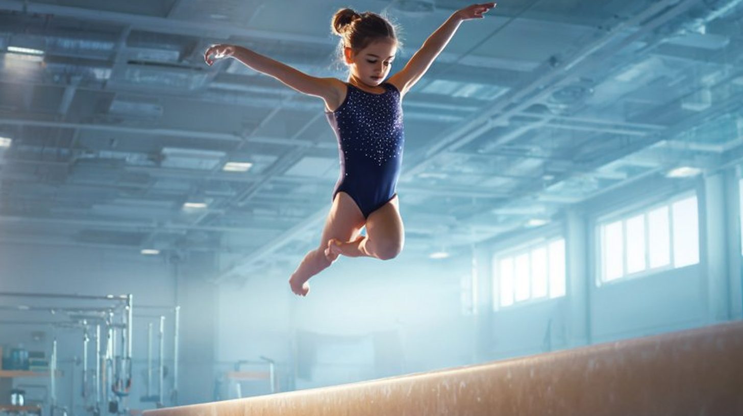 Young gymnast training at a UAE gymnastics club