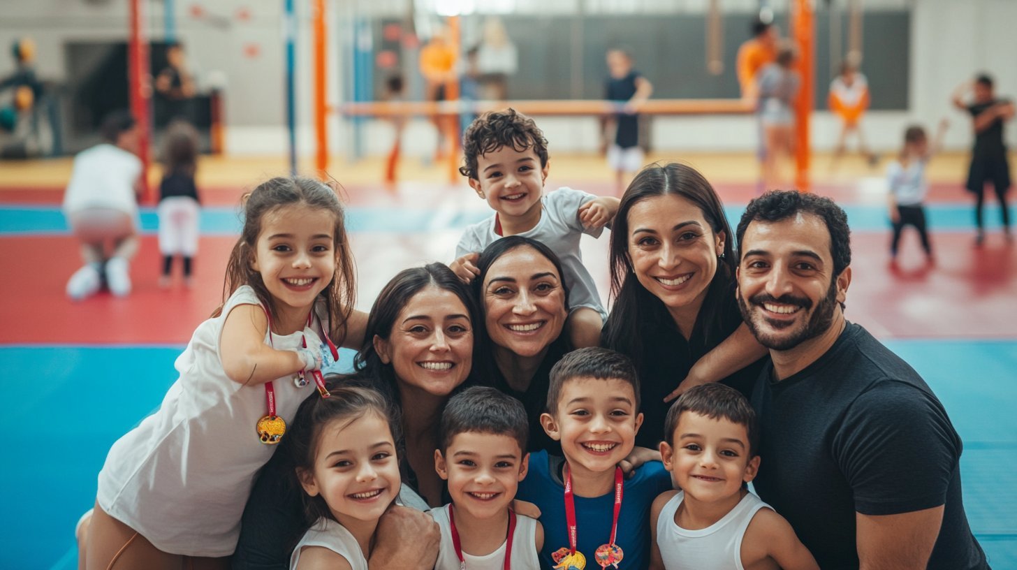 Families and children celebrating together at the end of a UAE sports academy season showing the community feeling that drives word of mouth
